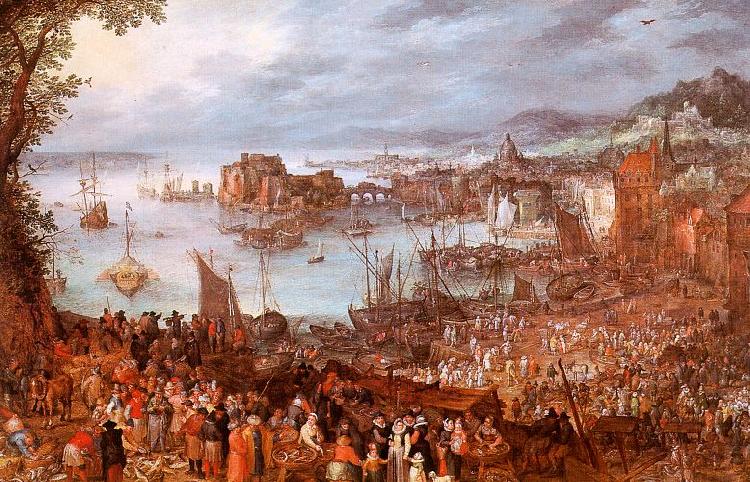 Jan Brueghel The Great Fish Market china oil painting image